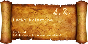 Lacko Krisztina névjegykártya